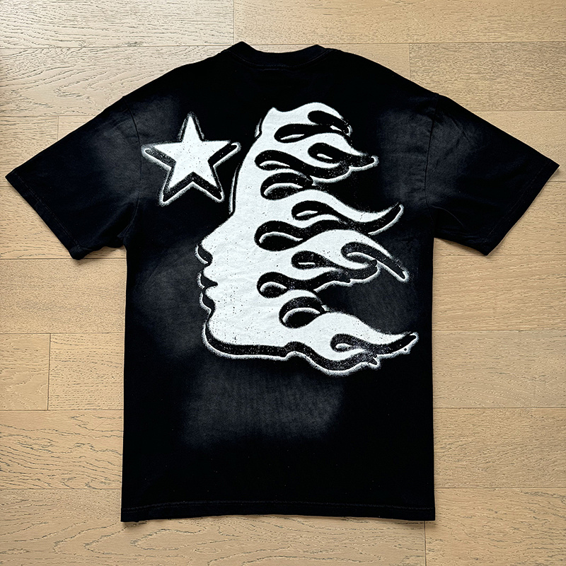 Hellstar Washed American Streetwear Vintage Print Short Sleeve T-Shirt Style 25