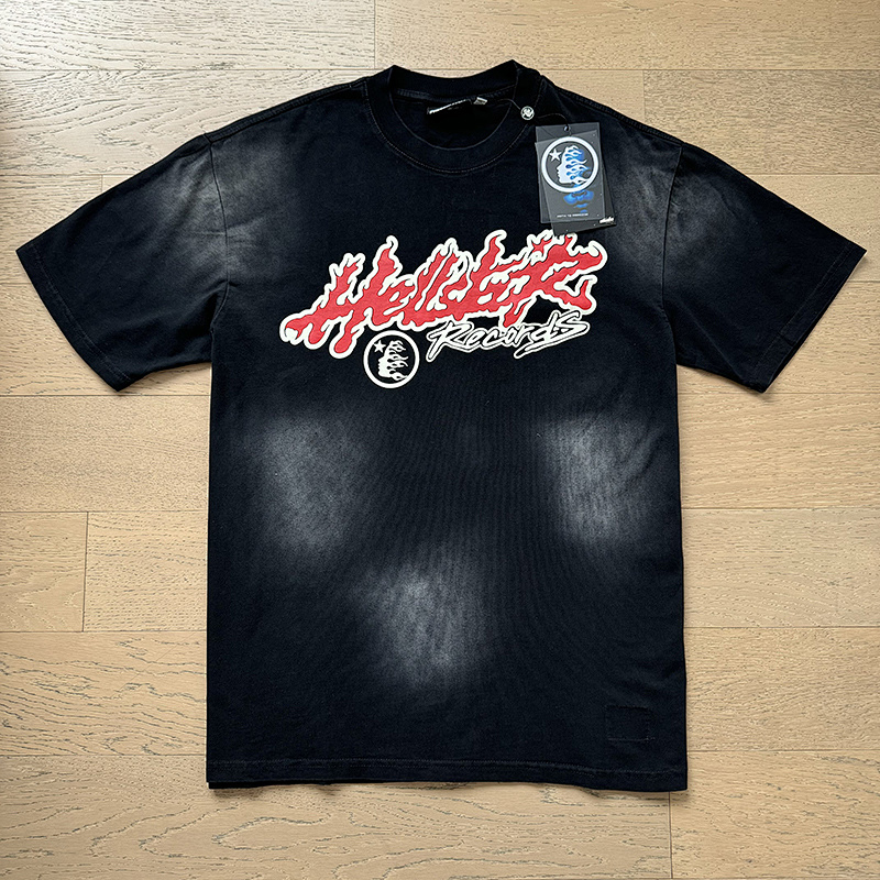 Hellstar Washed American Streetwear Vintage Print Short Sleeve T-Shirt Style 26