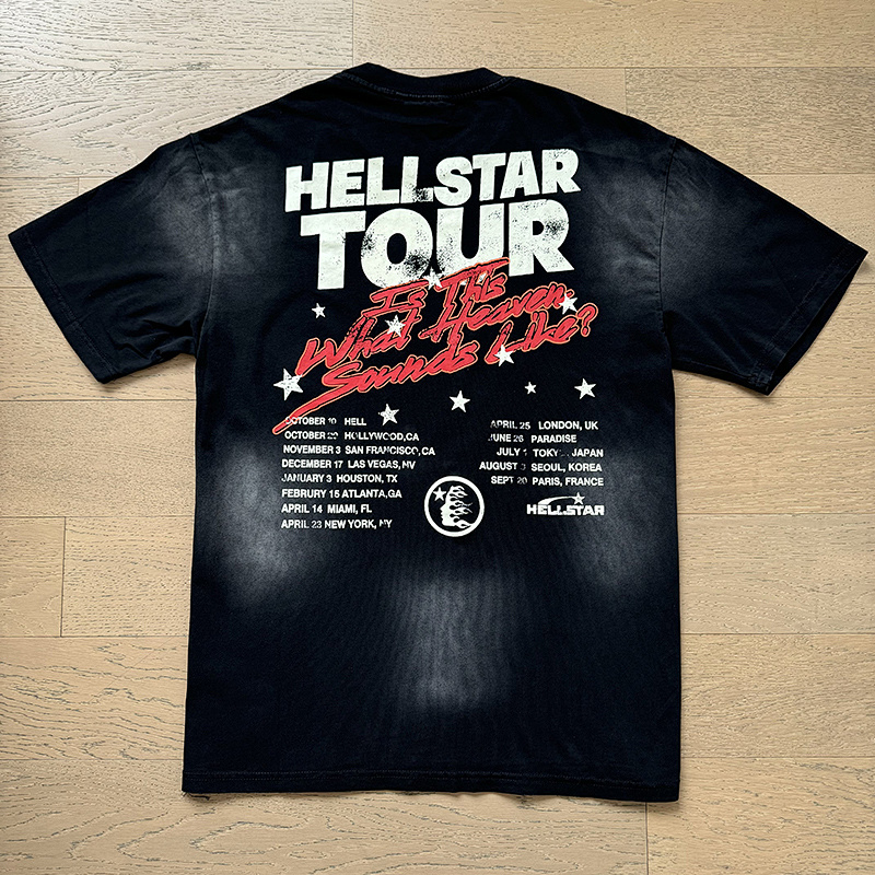 Hellstar Washed American Streetwear Vintage Print Short Sleeve T-Shirt Style 26