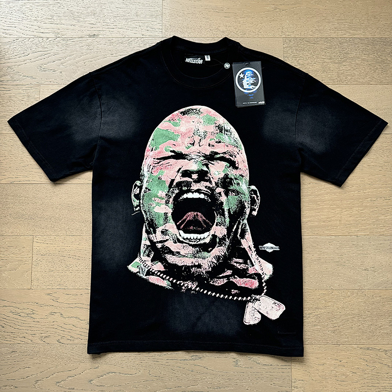Hellstar Washed American Streetwear Vintage Print Short Sleeve T-Shirt Style 28