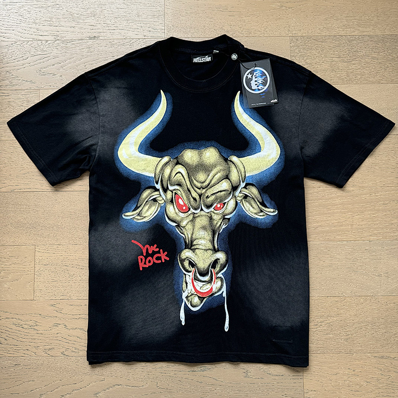 Hellstar Washed American Streetwear Vintage Print Short Sleeve T-Shirt Style 29