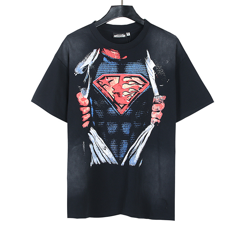 Hellstar Washed American Streetwear Vintage Print Short Sleeve T-Shirt Style 2