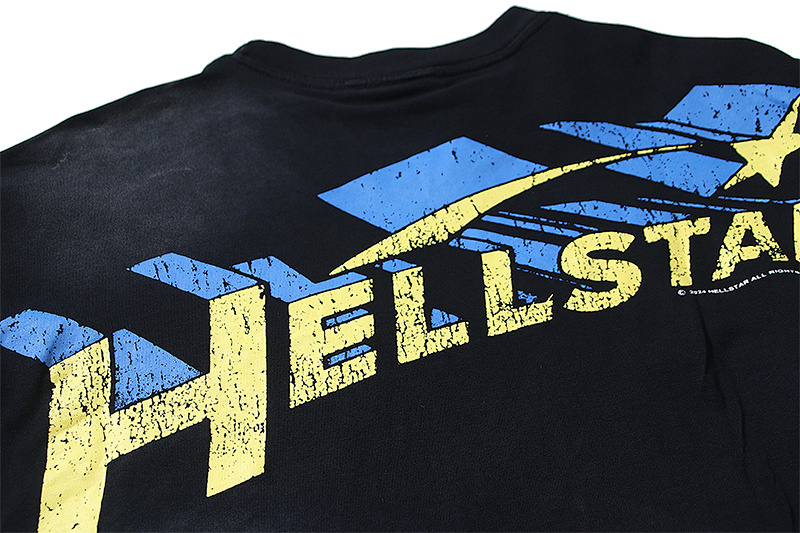 Hellstar Washed American Streetwear Vintage Print Short Sleeve T-Shirt Style 2