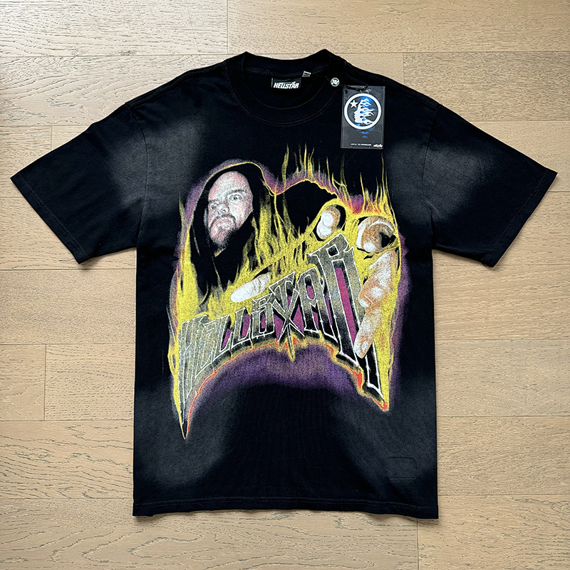 Hellstar Washed American Streetwear Vintage Print Short Sleeve T-Shirt Style 30