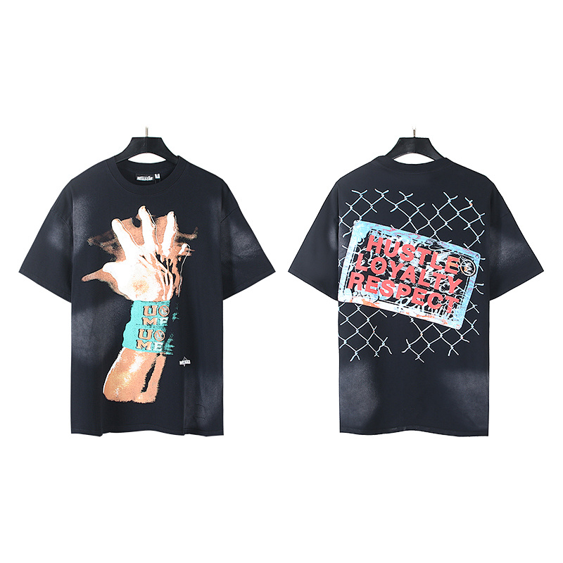 Hellstar Washed American Streetwear Vintage Print Short Sleeve T-Shirt Style 31