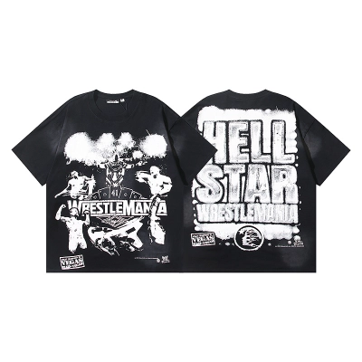 Hellstar Washed American Streetwear Vintage Print Short Sleeve T-Shirt Style 32 01