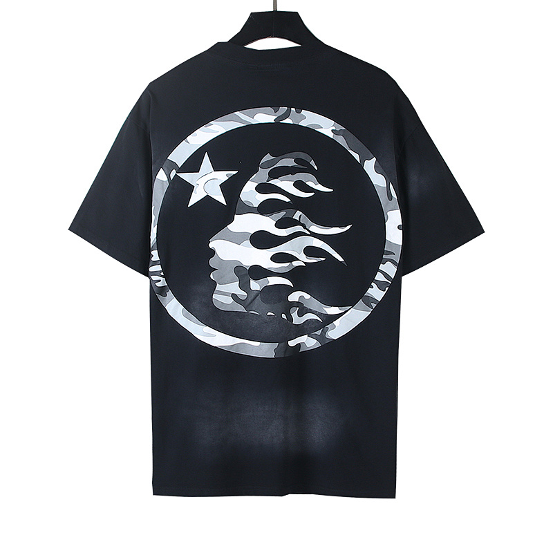 Hellstar Washed American Streetwear Vintage Print Short Sleeve T-Shirt Style 33