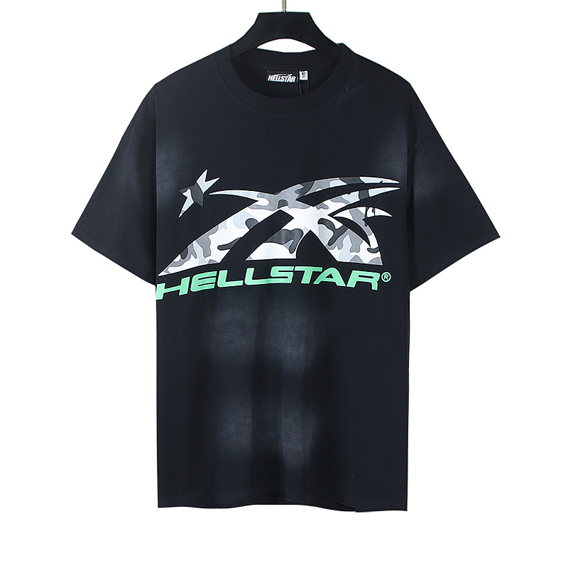 Hellstar Washed American Streetwear Vintage Print Short Sleeve T-Shirt Style 33