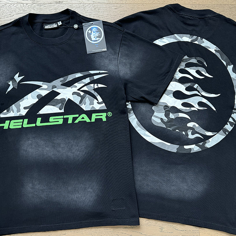 Hellstar Washed American Streetwear Vintage Print Short Sleeve T-Shirt Style 33