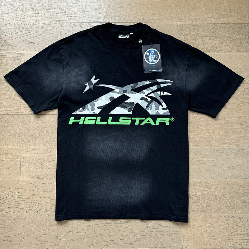 Hellstar Washed American Streetwear Vintage Print Short Sleeve T-Shirt Style 33