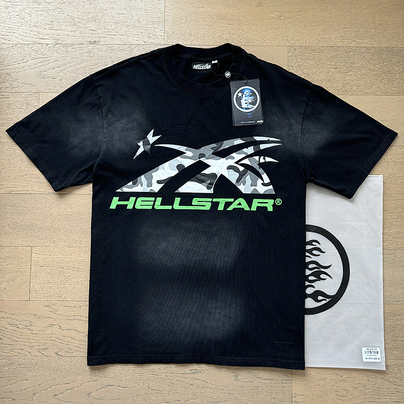 Hellstar Washed American Streetwear Vintage Print Short Sleeve T-Shirt Style 33