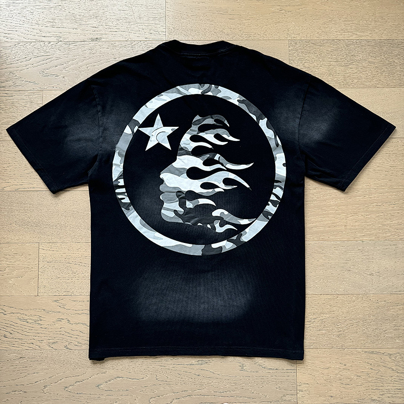 Hellstar Washed American Streetwear Vintage Print Short Sleeve T-Shirt Style 33