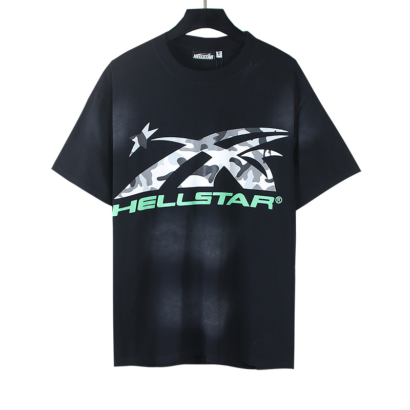 Hellstar Washed American Streetwear Vintage Print Short Sleeve T-Shirt Style 33