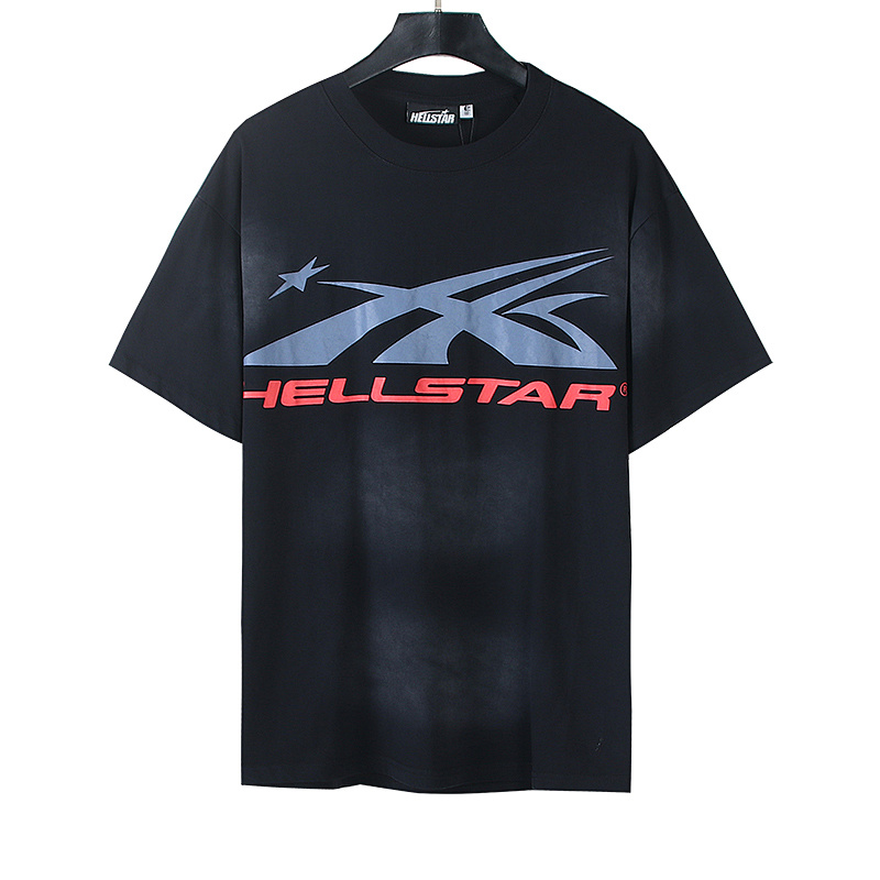 Hellstar Washed American Streetwear Vintage Print Short Sleeve T-Shirt Style 34