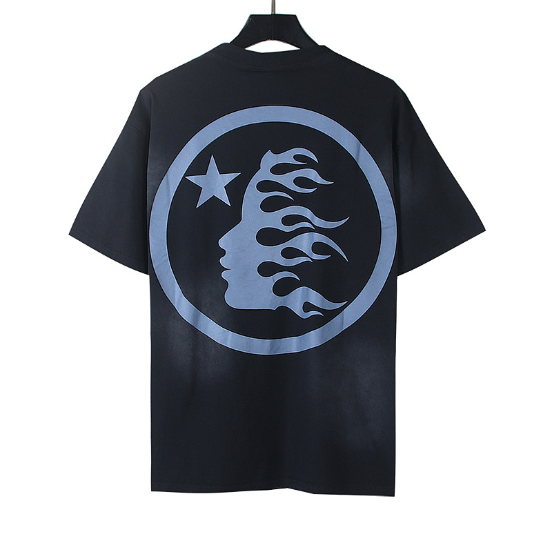 Hellstar Washed American Streetwear Vintage Print Short Sleeve T-Shirt Style 34