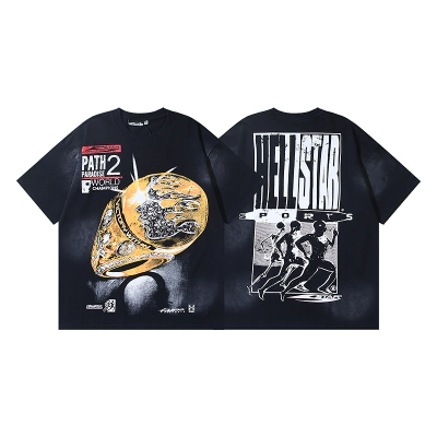 Hellstar Washed American Streetwear Vintage Print Short Sleeve T-Shirt Style 35 01