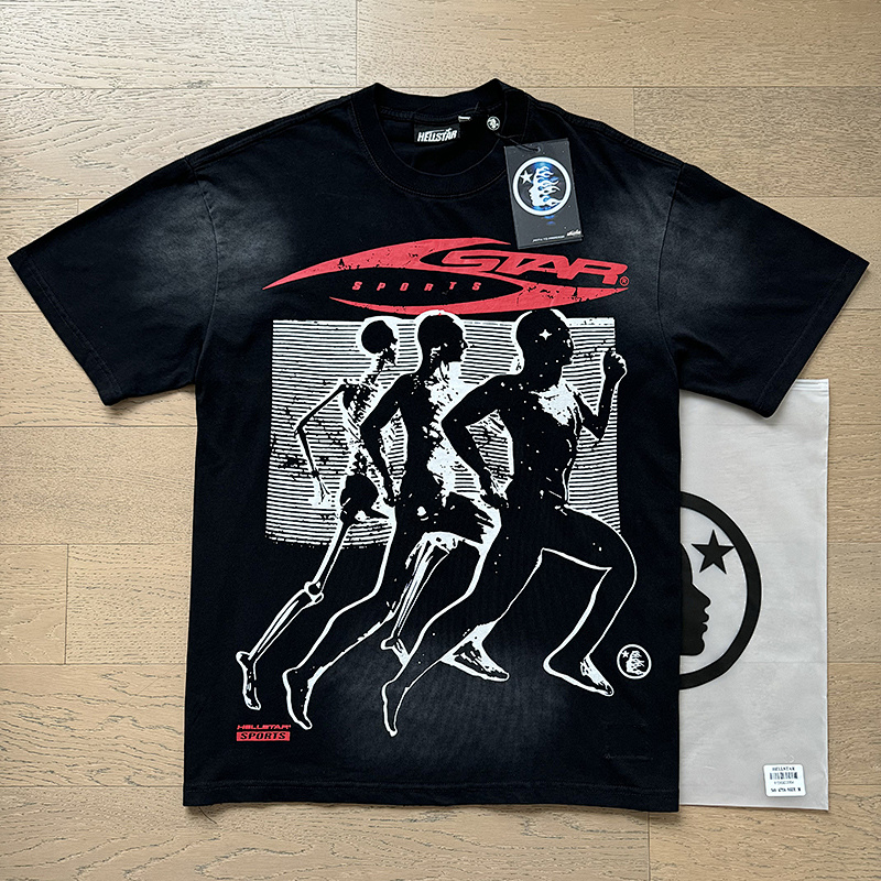Hellstar Washed American Streetwear Vintage Print Short Sleeve T-Shirt Style 36