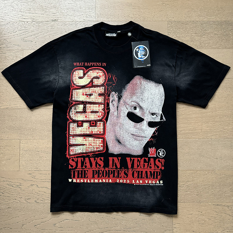 Hellstar Washed American Streetwear Vintage Print Short Sleeve T-Shirt Style 39