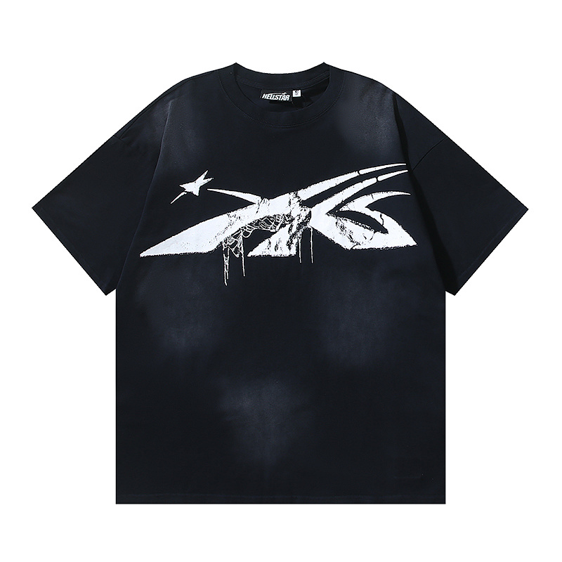 Hellstar Washed American Streetwear Vintage Print Short Sleeve T-Shirt Style 3