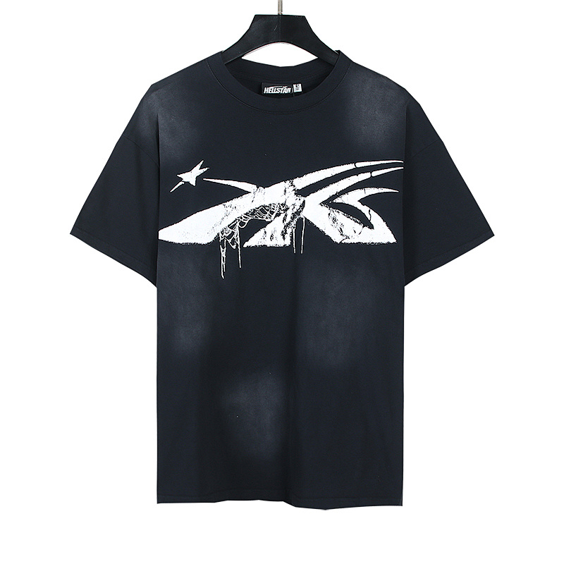 Hellstar Washed American Streetwear Vintage Print Short Sleeve T-Shirt Style 3