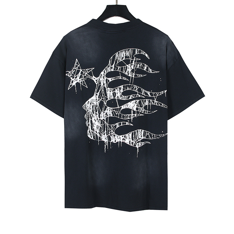 Hellstar Washed American Streetwear Vintage Print Short Sleeve T-Shirt Style 3