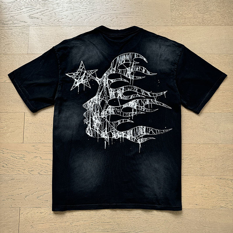 Hellstar Washed American Streetwear Vintage Print Short Sleeve T-Shirt Style 3