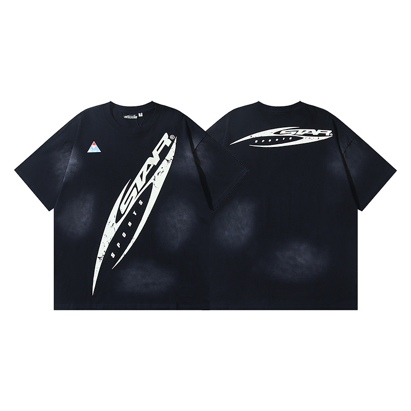 Hellstar Washed American Streetwear Vintage Print Short Sleeve T-Shirt Style 40