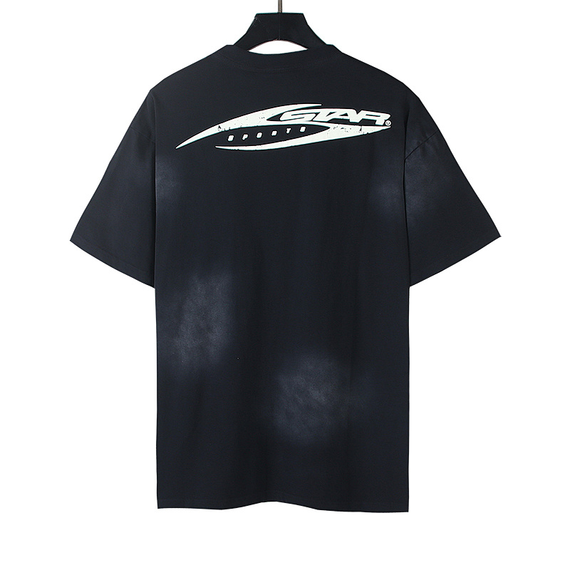 Hellstar Washed American Streetwear Vintage Print Short Sleeve T-Shirt Style 40