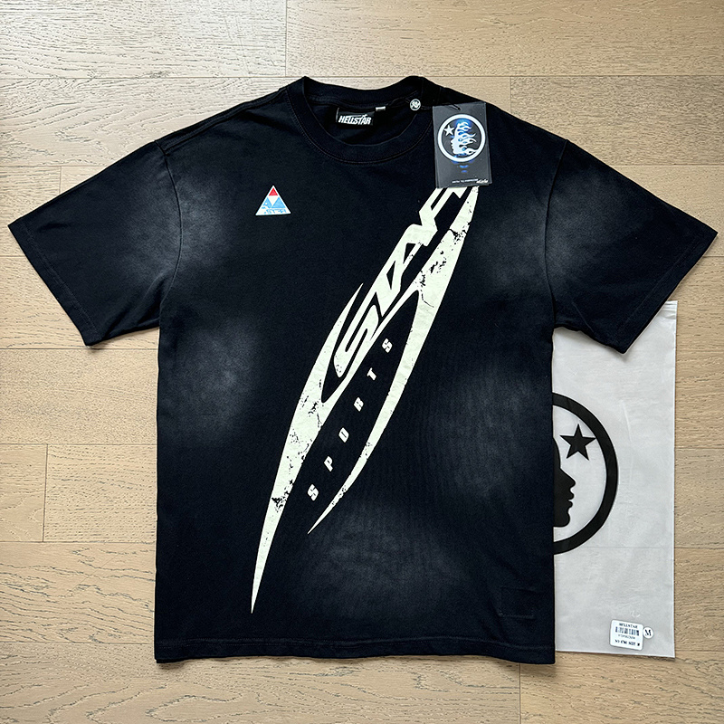 Hellstar Washed American Streetwear Vintage Print Short Sleeve T-Shirt Style 40