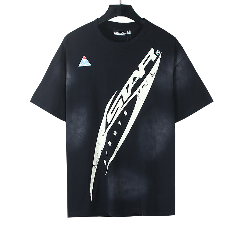 Hellstar Washed American Streetwear Vintage Print Short Sleeve T-Shirt Style 40
