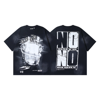 Hellstar Washed American Streetwear Vintage Print Short Sleeve T-Shirt Style 41 01
