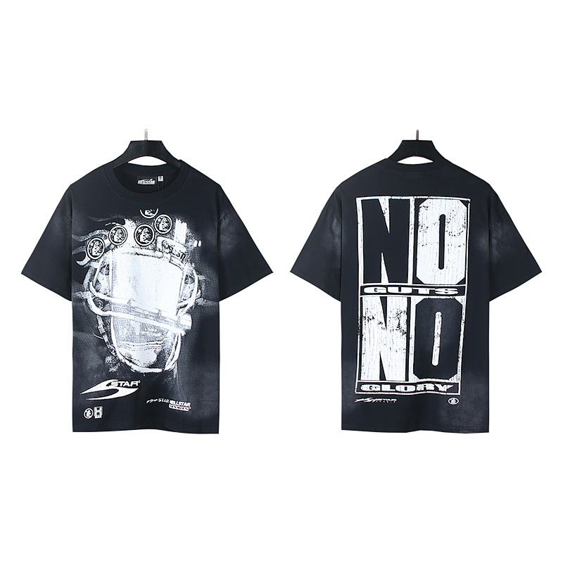 Hellstar Washed American Streetwear Vintage Print Short Sleeve T-Shirt Style 41