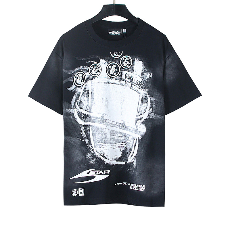 Hellstar Washed American Streetwear Vintage Print Short Sleeve T-Shirt Style 41