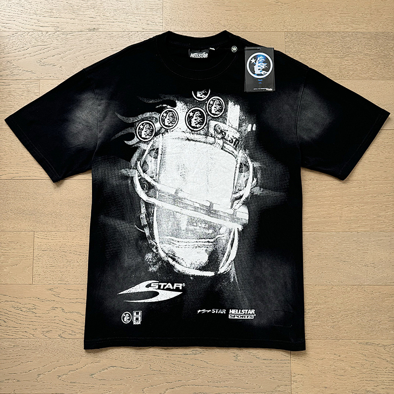 Hellstar Washed American Streetwear Vintage Print Short Sleeve T-Shirt Style 41