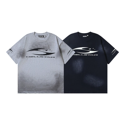 Hellstar Washed American Streetwear Vintage Print Short Sleeve T-Shirt Style 42 01