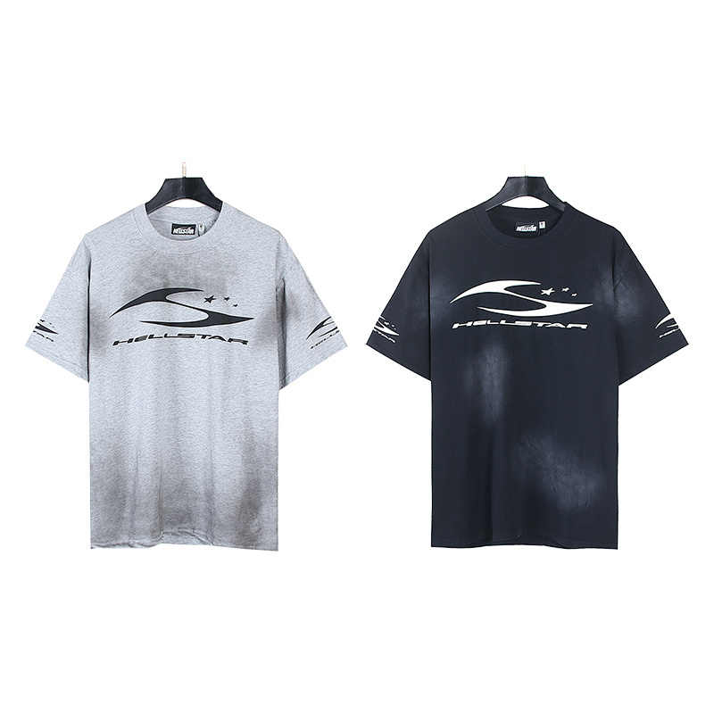 Hellstar Washed American Streetwear Vintage Print Short Sleeve T-Shirt Style 42