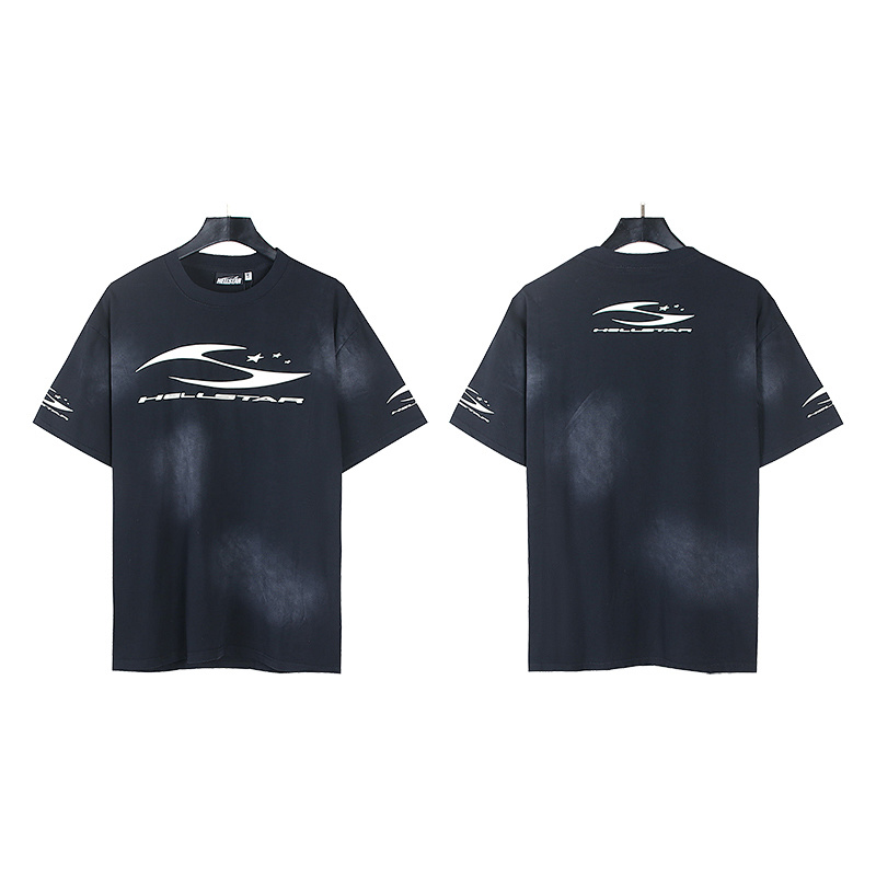 Hellstar Washed American Streetwear Vintage Print Short Sleeve T-Shirt Style 42