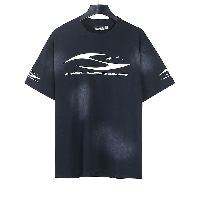 Hellstar Washed American Streetwear Vintage Print Short Sleeve T-Shirt Style 42