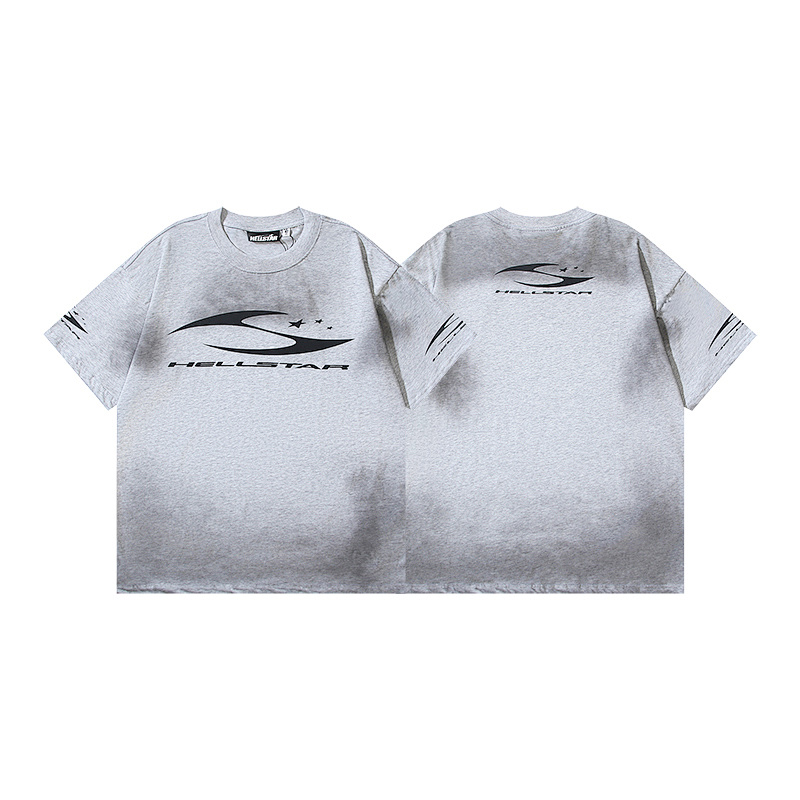 Hellstar Washed American Streetwear Vintage Print Short Sleeve T-Shirt Style 42