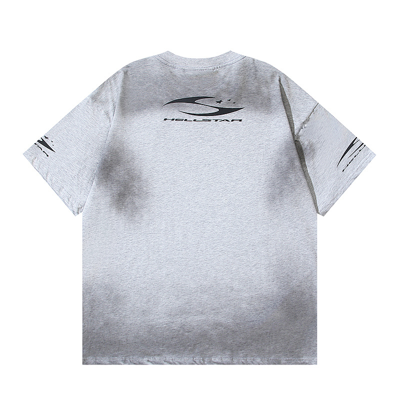 Hellstar Washed American Streetwear Vintage Print Short Sleeve T-Shirt Style 42