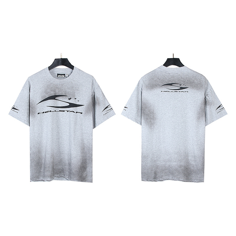 Hellstar Washed American Streetwear Vintage Print Short Sleeve T-Shirt Style 42