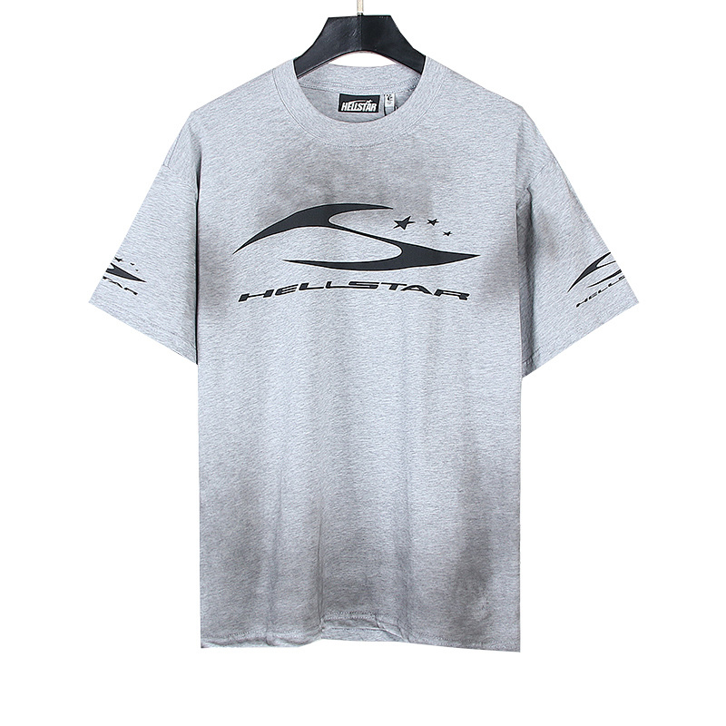 Hellstar Washed American Streetwear Vintage Print Short Sleeve T-Shirt Style 42