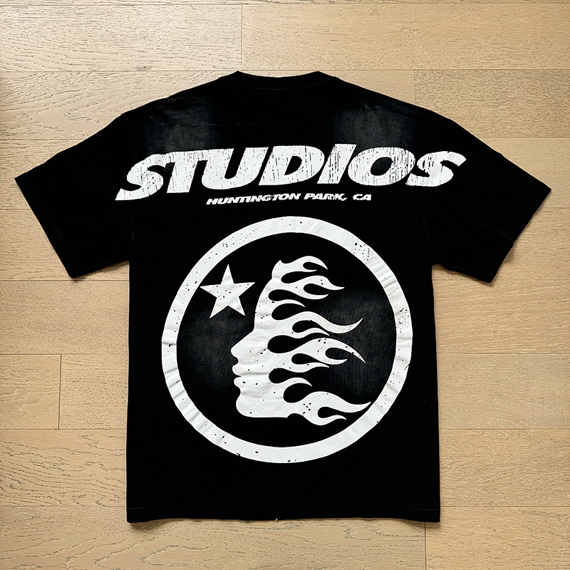 Hellstar Washed American Streetwear Vintage Print Short Sleeve T-Shirt Style 43