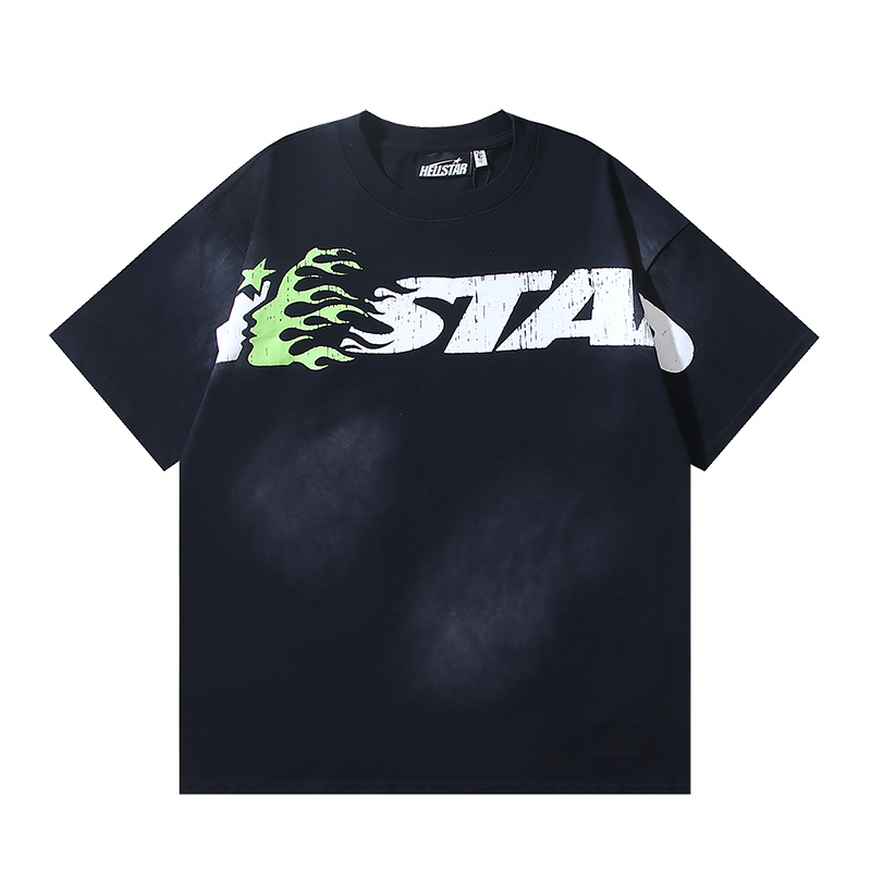 Hellstar Washed American Streetwear Vintage Print Short Sleeve T-Shirt Style 43