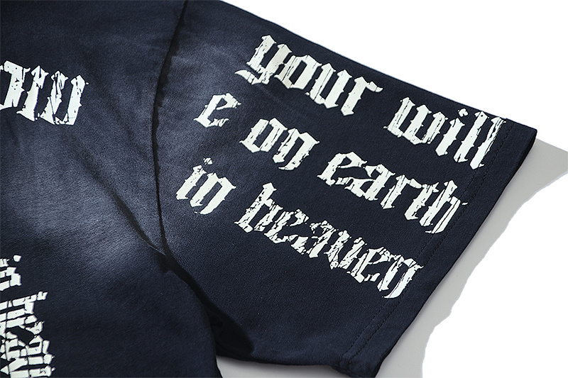Hellstar Washed American Streetwear Vintage Print Short Sleeve T-Shirt Style 44