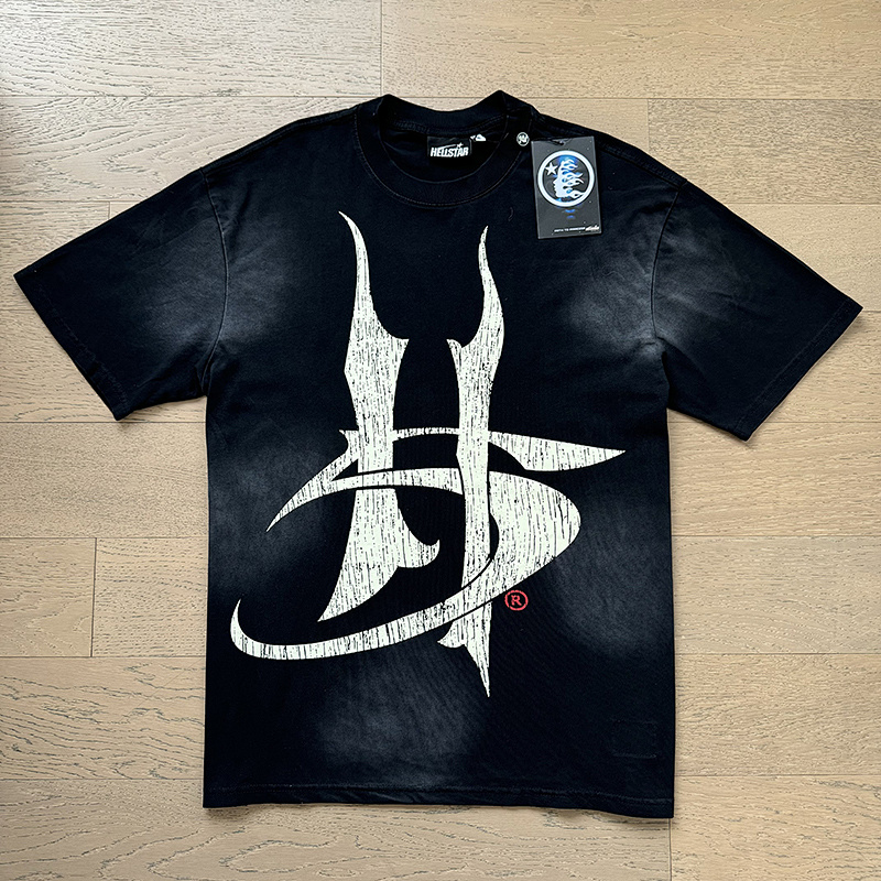 Hellstar Washed American Streetwear Vintage Print Short Sleeve T-Shirt Style 44