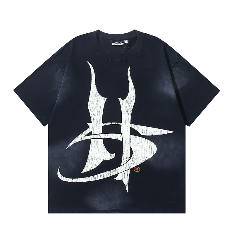 Hellstar Washed American Streetwear Vintage Print Short Sleeve T-Shirt Style 44