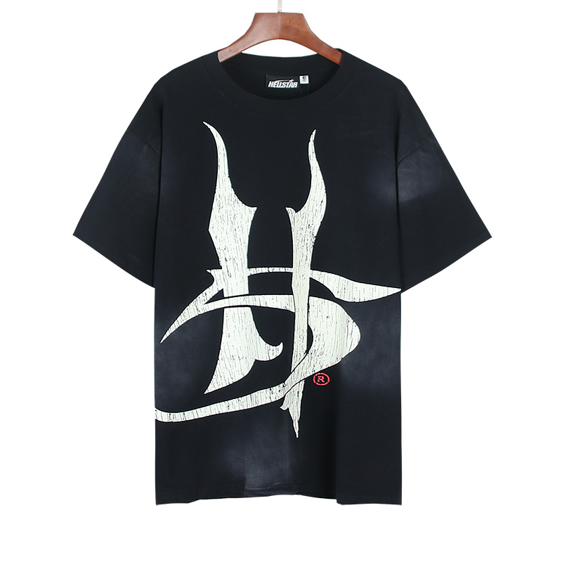 Hellstar Washed American Streetwear Vintage Print Short Sleeve T-Shirt Style 44