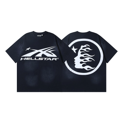 Hellstar Washed American Streetwear Vintage Print Short Sleeve T-Shirt Style 45 01