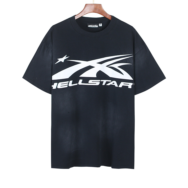 Hellstar Washed American Streetwear Vintage Print Short Sleeve T-Shirt Style 45